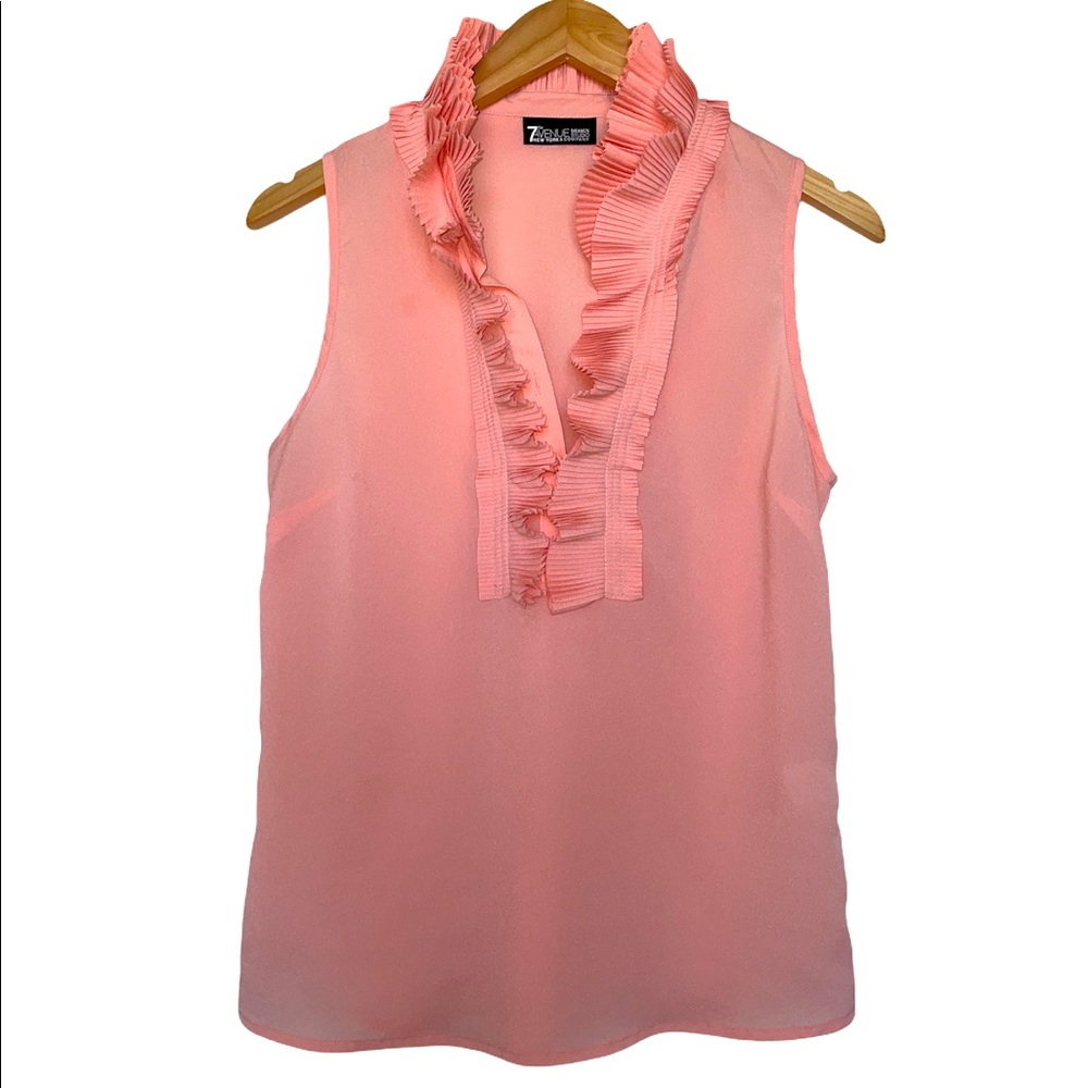 New York and Company Blouse Ruffle Peach